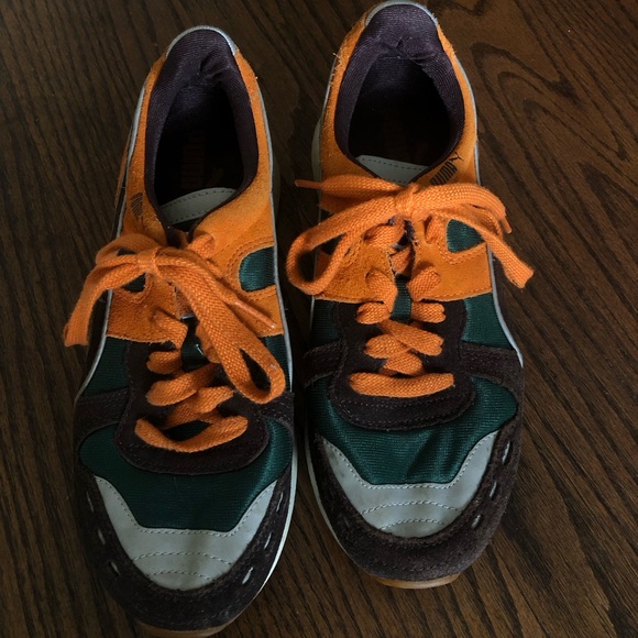 Puma Orange and Dark Green Sneakers - Picture 4 of 5